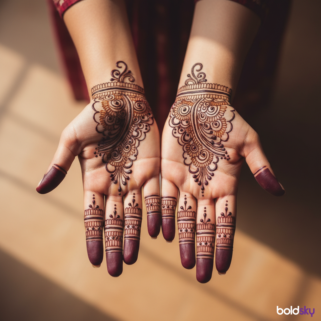 Both palms royal finger mehndi
