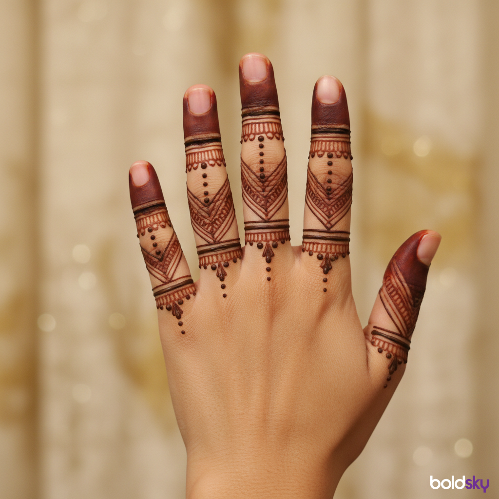 Left hand side finger mehndi