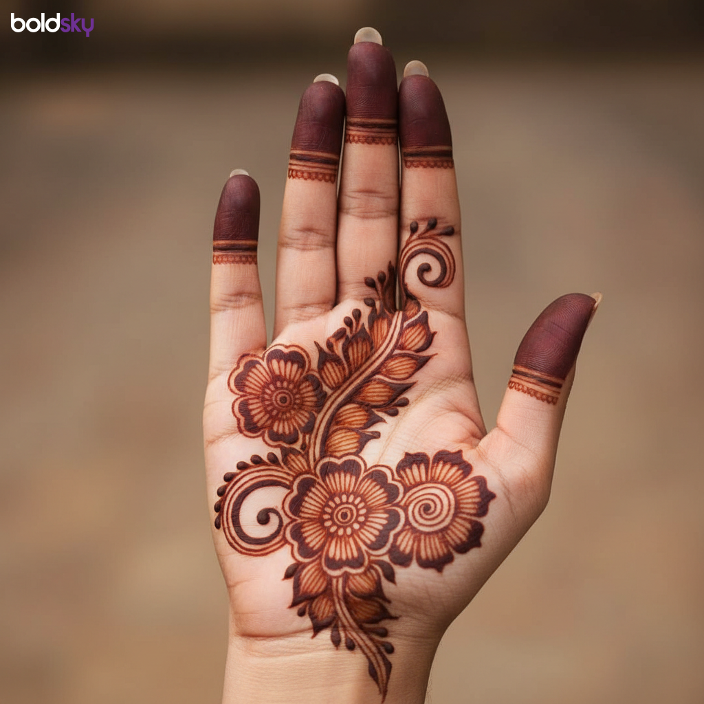 Right palm royal Arabic floral mehndi