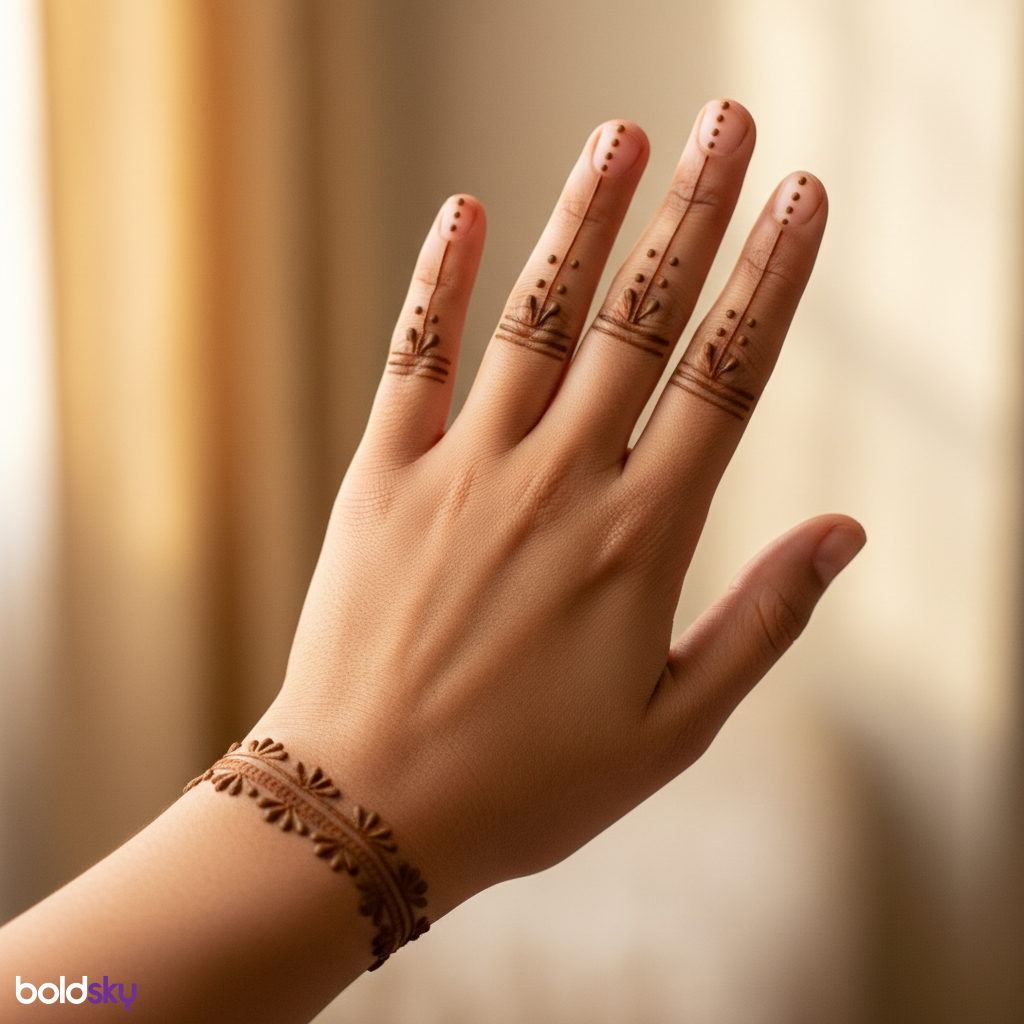 Left back hand minimalist mehndi dots