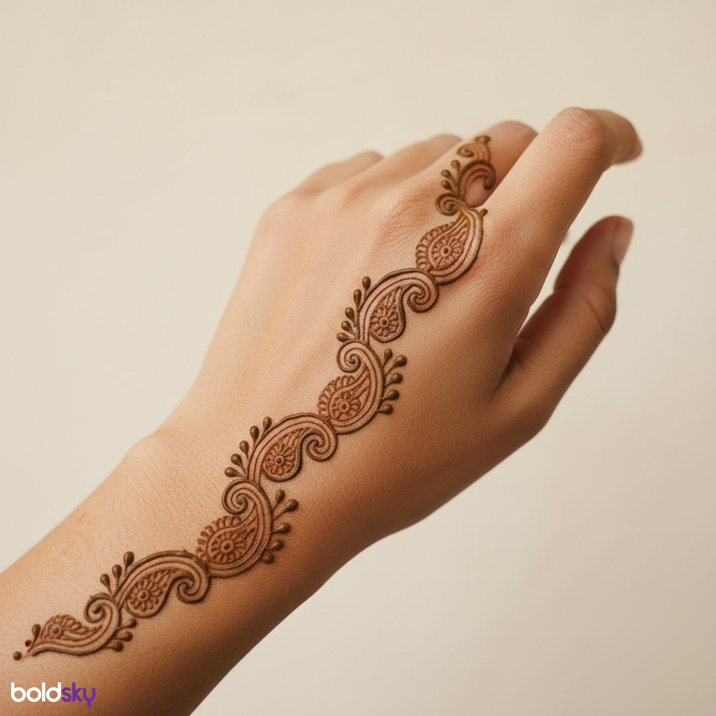 Left back hand delicate paisley trail