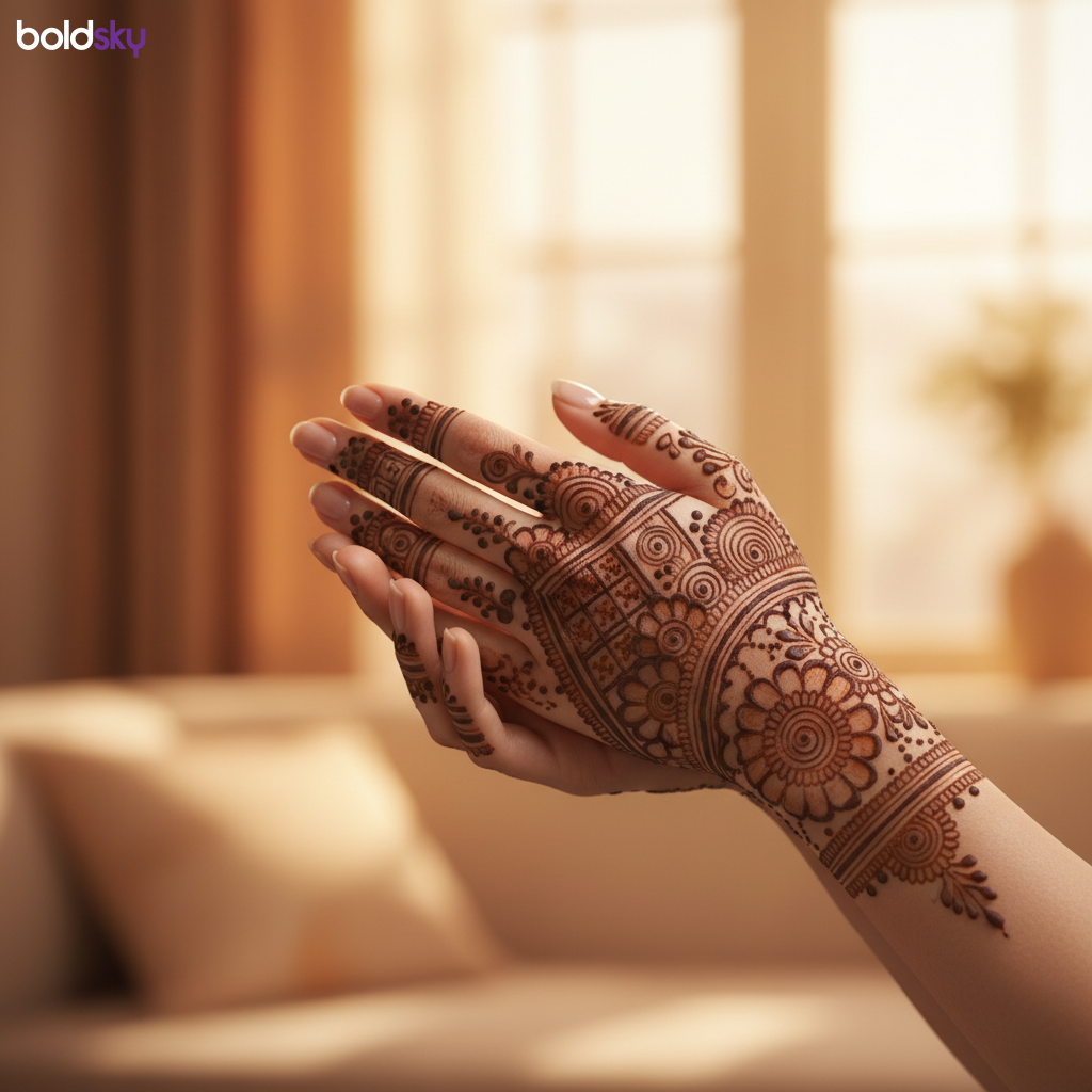 Back hands contemporary vine mehndi