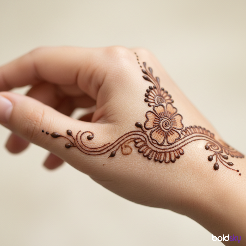 Very simple finger and wrist mehndi.