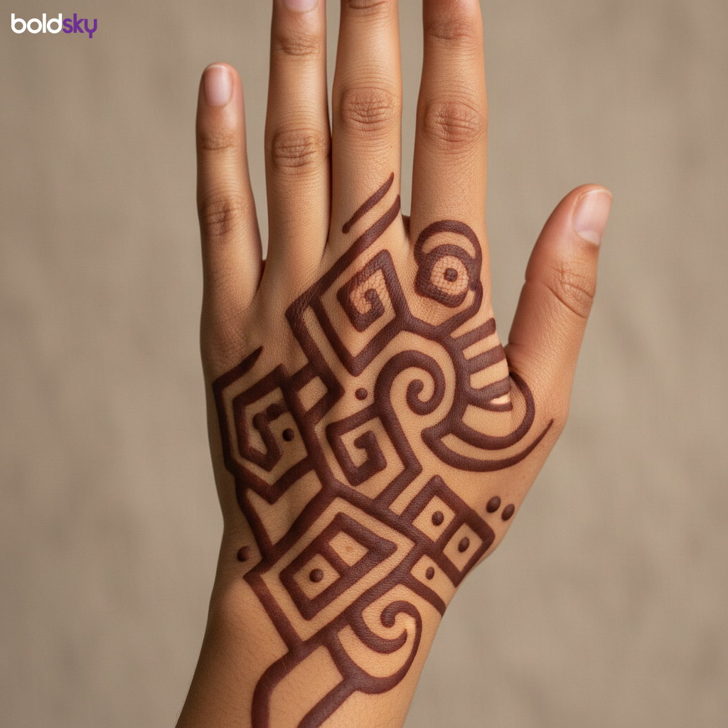 Back of left hand tribal mehndi design