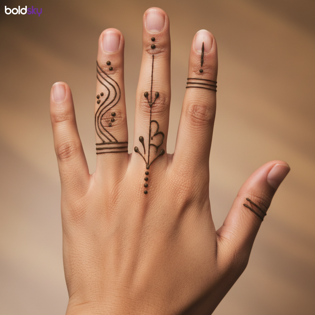 Left hand fingers minimalist mehndi
