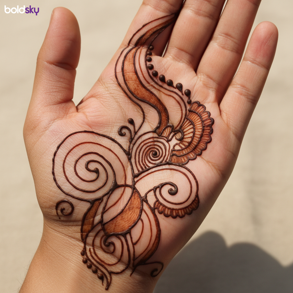 Front of right hand abstract mehndi