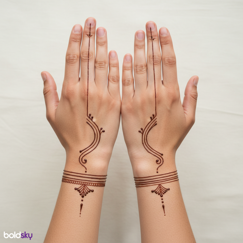 Both back matching minimalist mehndi