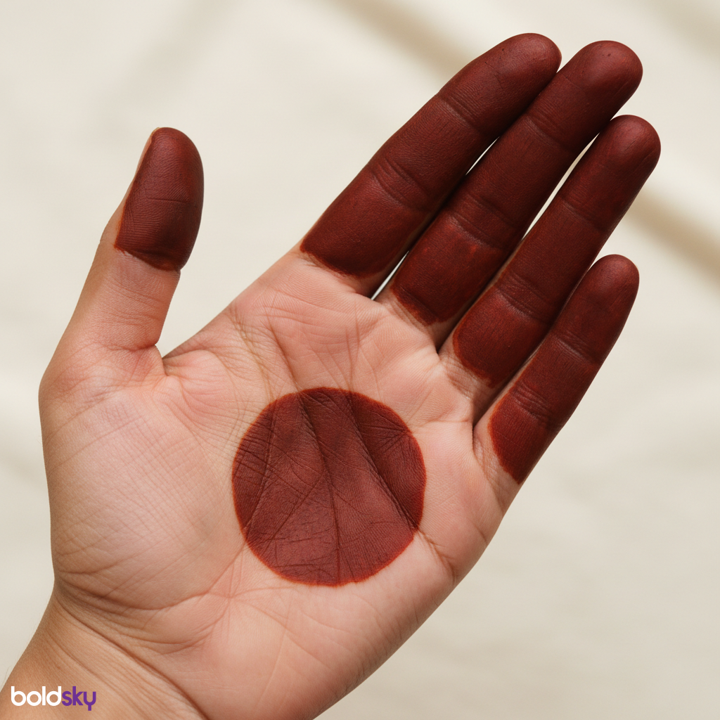 Left palm simple fingertips dot mehndi