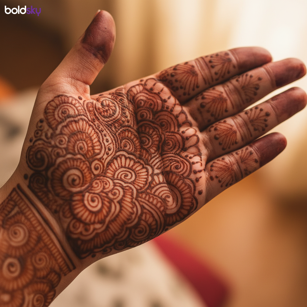 Left hand bold paisley mehndi design