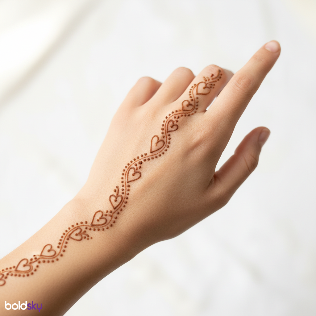 Back of left hand small hearts trail.