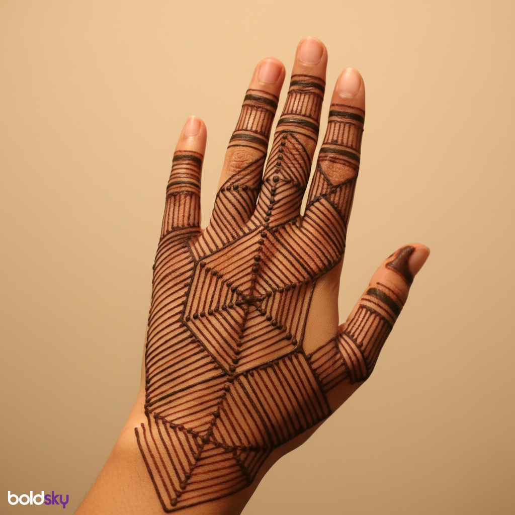 Left back hand geometric mehndi design