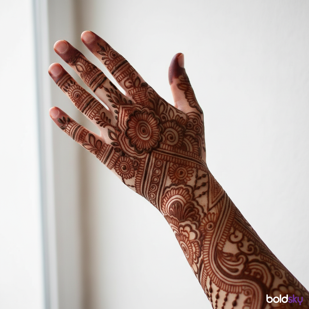 Left back hand contemporary full mehndi
