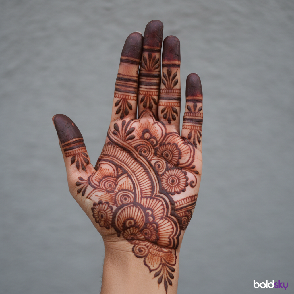 Left front hand Arabic full mehndi