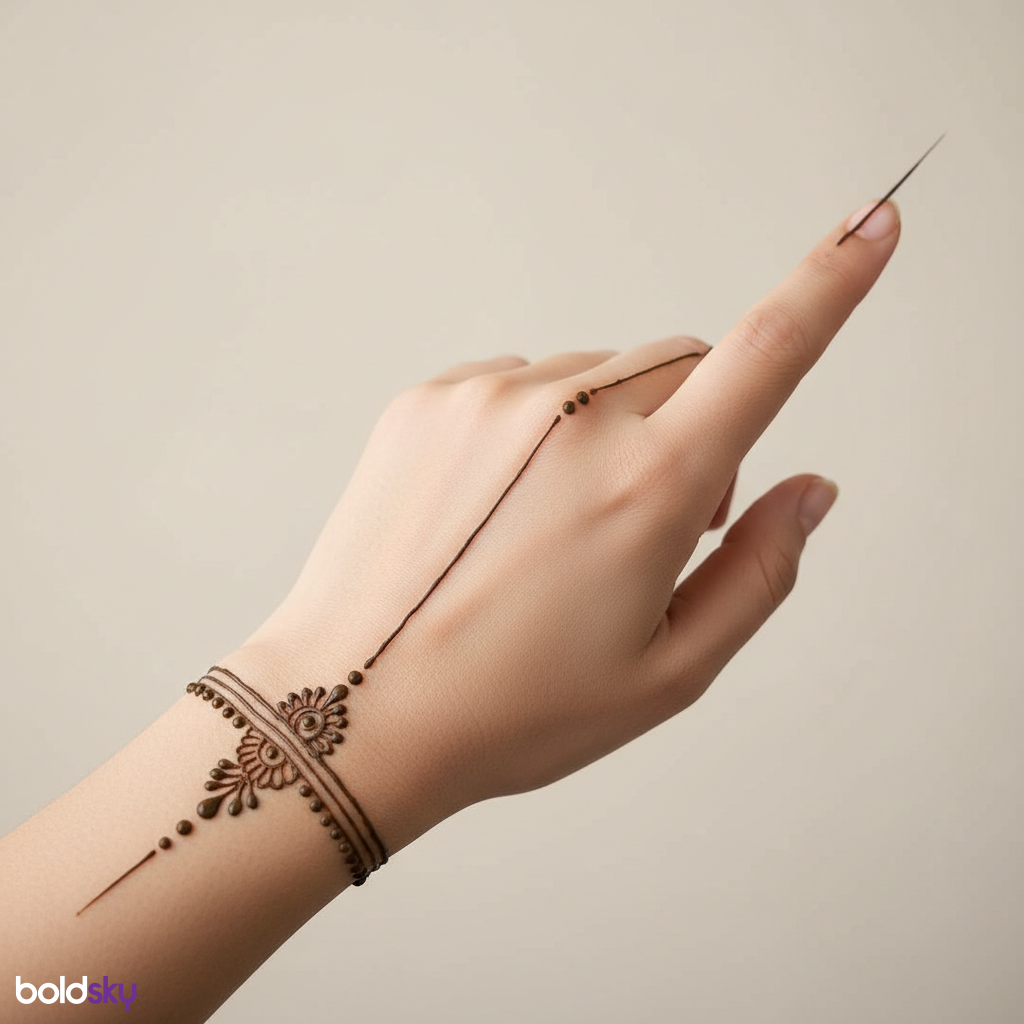 Left back minimal bracelet line mehndi