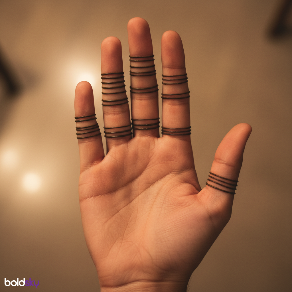 Right palm minimal finger bands mehndi