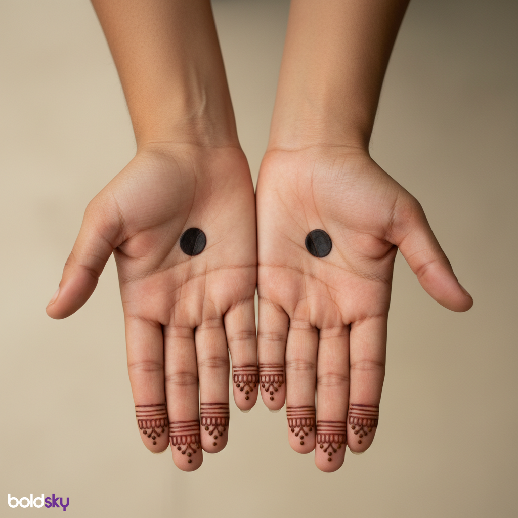 Both palms minimal matching dot mehndi