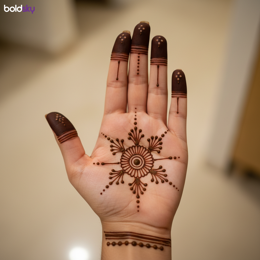Left palm minimalist mandala mehndi
