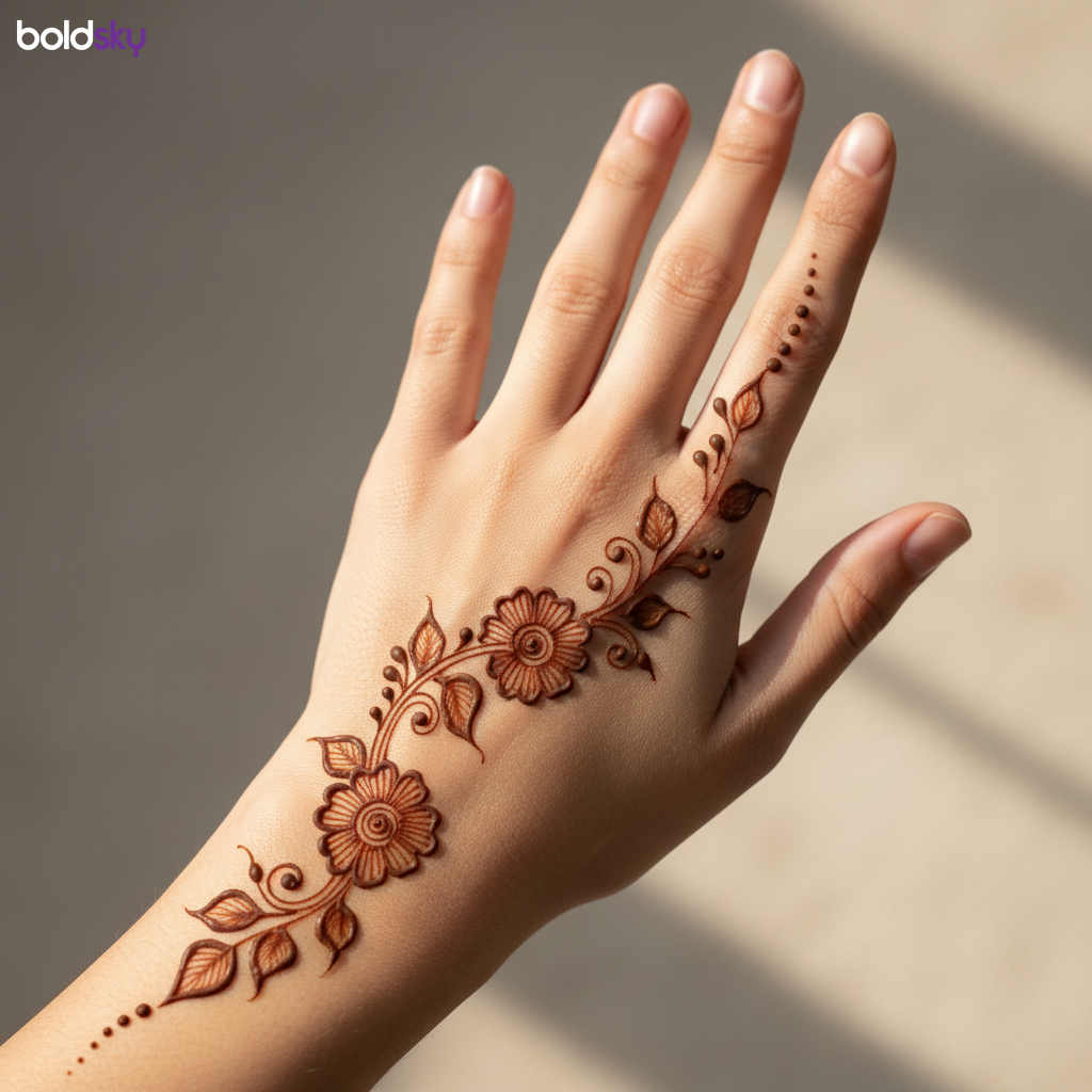 Left back simple floral vine mehndi