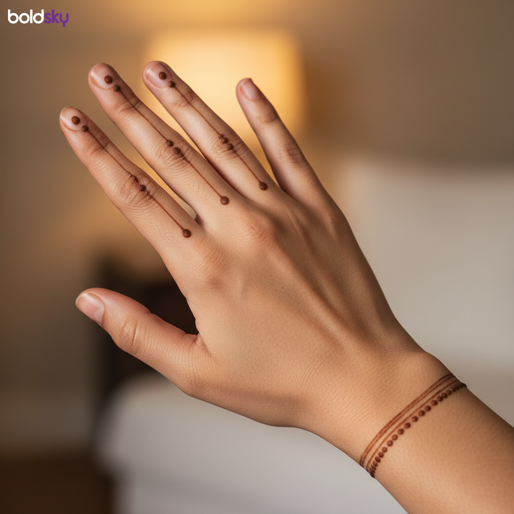 Right back hand minimalist mehndi dots