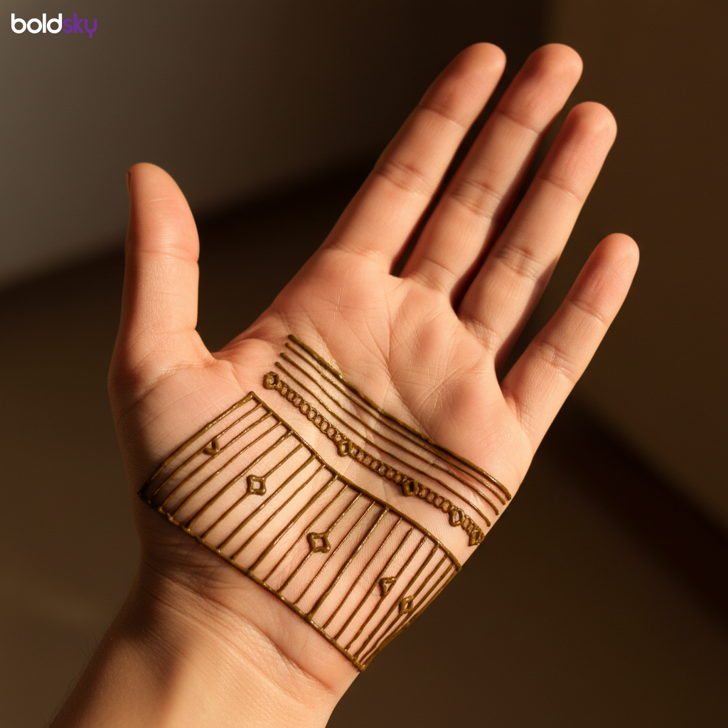 Left palm simple geometric mehndi band
