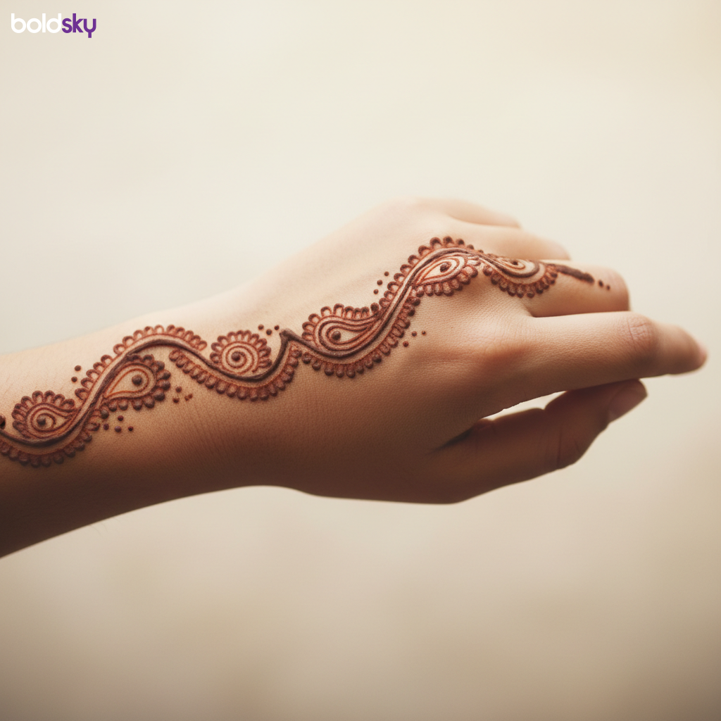 Left back hand delicate paisley trail