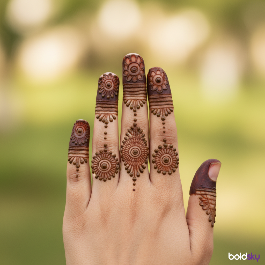 Fingers only ring-style mehndi design.