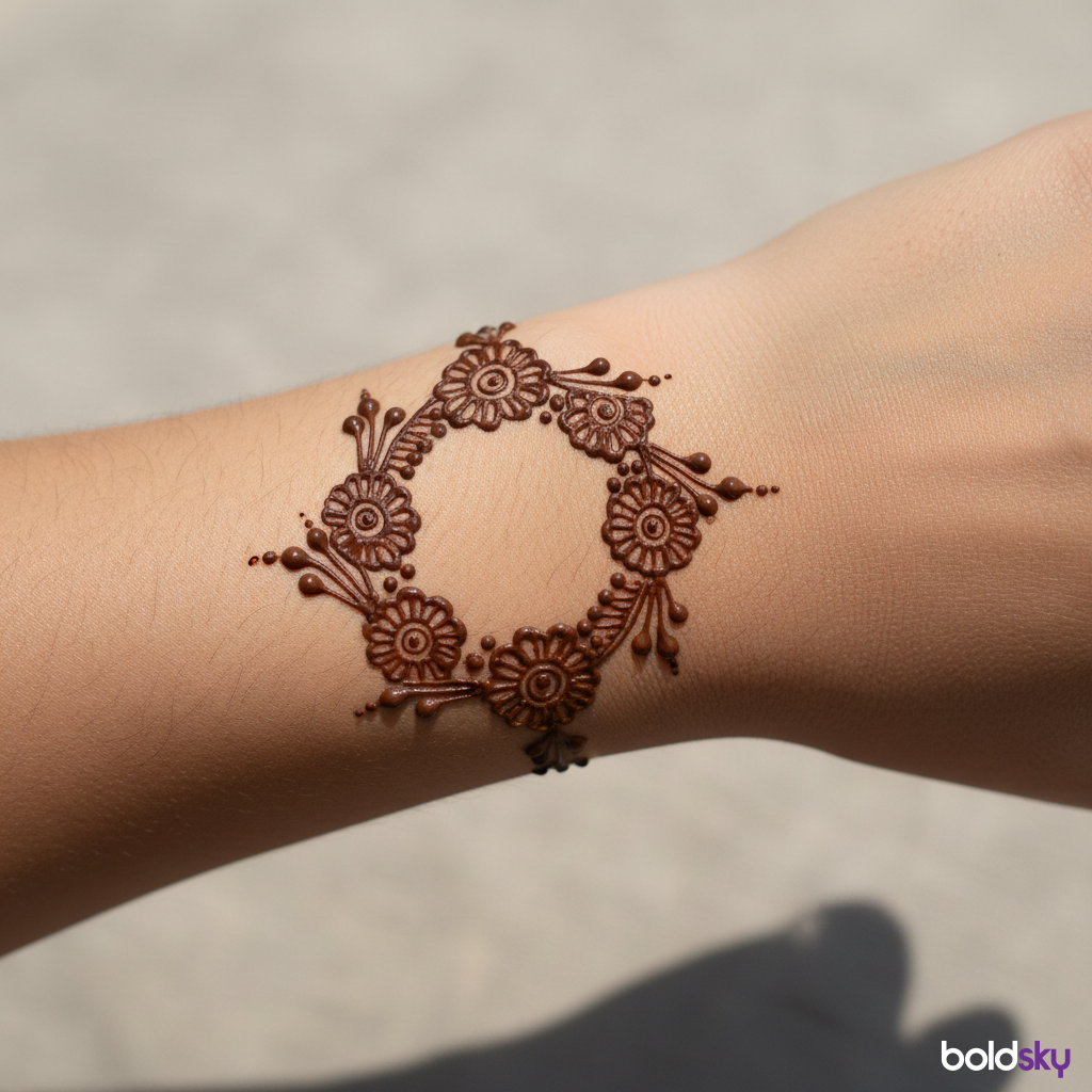Wrist forearm simple mehndi band.