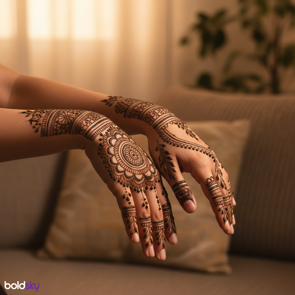 Back hands contemporary vine mehndi