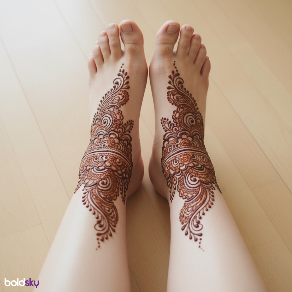 Feet symmetrical ankle bracelet mehndi
