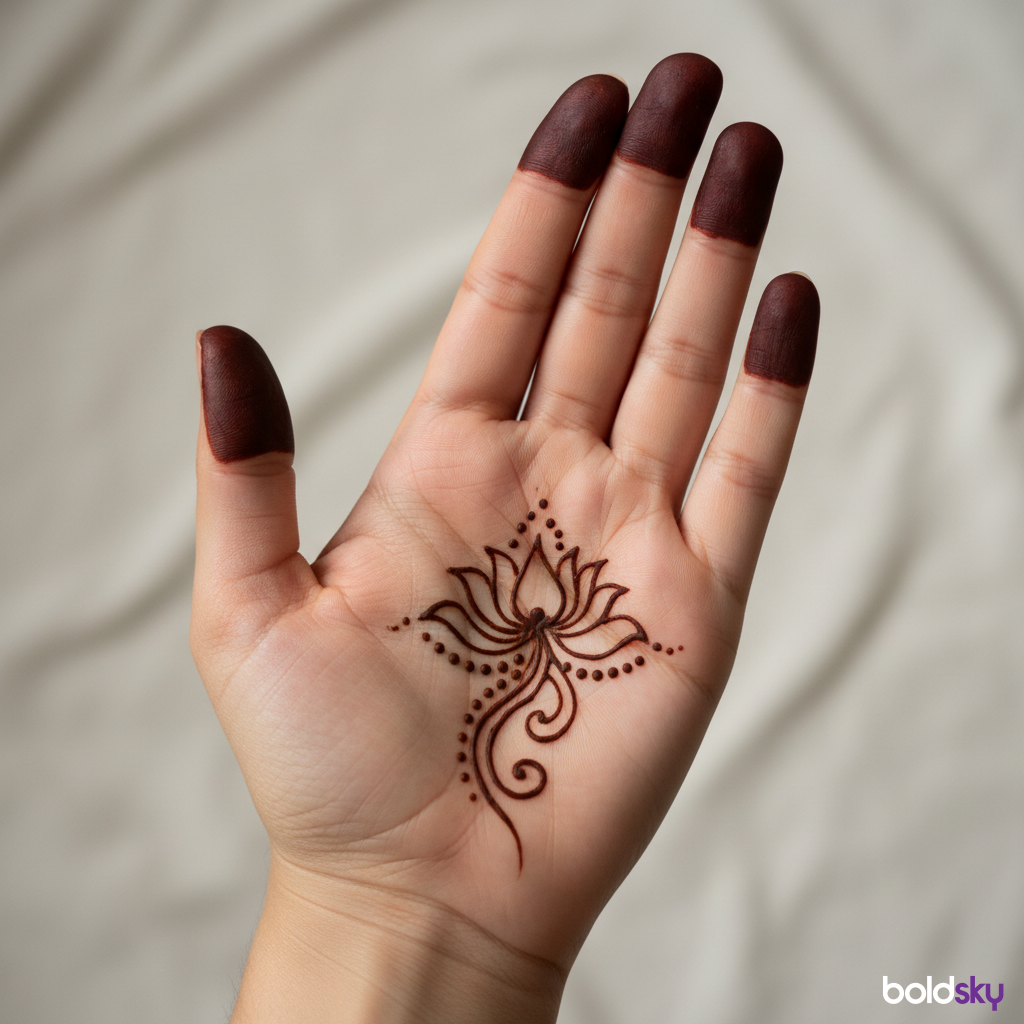 Right hand palm simple floral mehndi