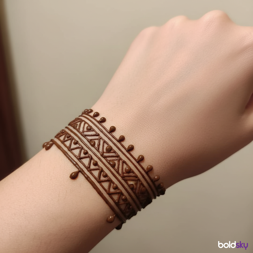 Left back hand geometric wrist band