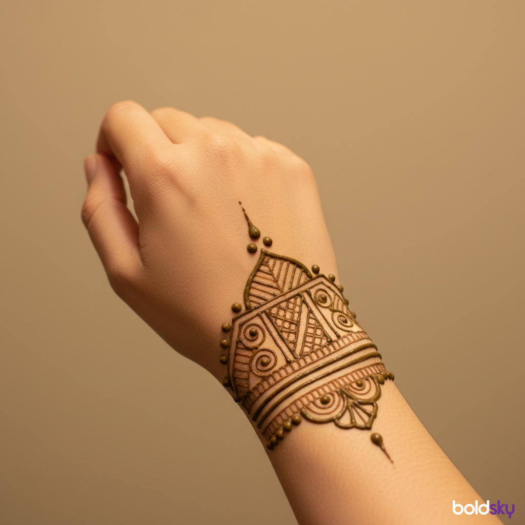 Right back hand minimalist bracelet mehndi