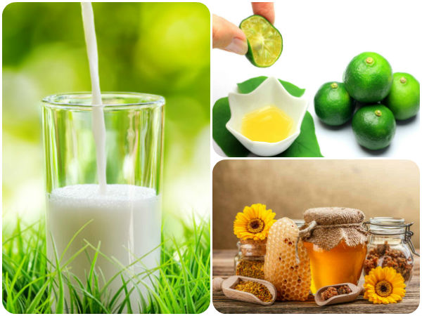 பால், எலுமிச்சை சாறு மற்றும் தேன் 