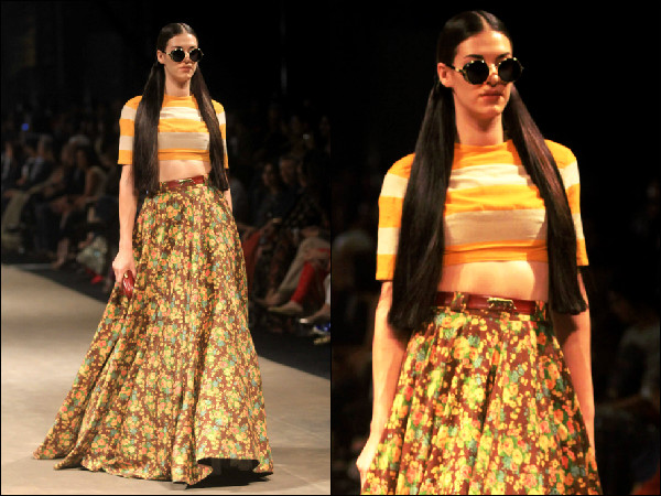 மஞ்சள் நிற பூப்பிரிண்ட் போடப்பட்ட உடை