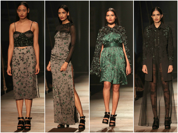 பச்சை நிறத்தில் எம்பிராய்டரி செய்யப்பட்ட உடைகள்