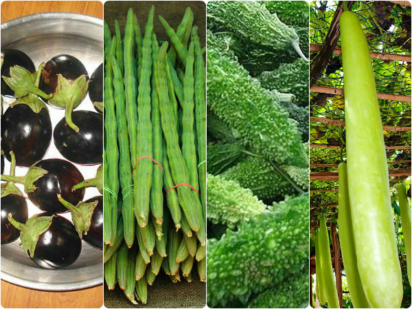 கத்திரிக்காய், முருங்கைக்காய், பாகற்காய், சுரைக்காய்