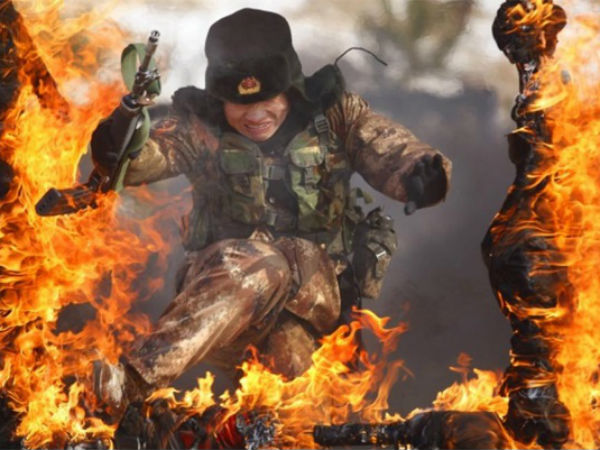 நெருப்பு வளையங்களுக்குள் குதித்தல் 