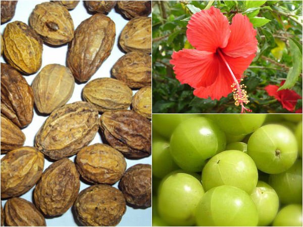 கடுக்காய், செம்பருத்தி, நெல்லிக்காய் கடுக்காய், செம்பருத்தி, நெல்லிக்காய்