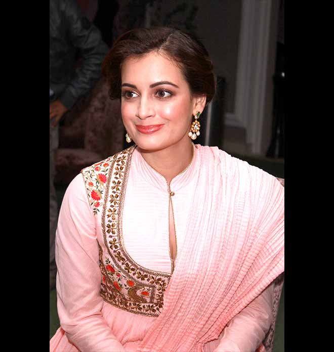 Gorgeous Dia Mirza In A Beautiful Pink Anarkali Suit