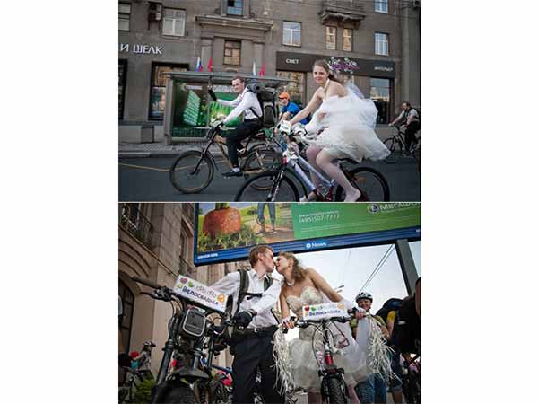 சைக்கிளில் திருமணம்