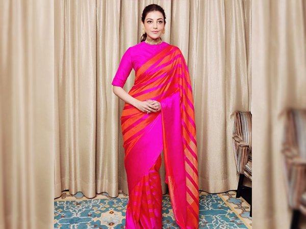 பிங்க்-ஆரஞ்சு சில்க் புடவை