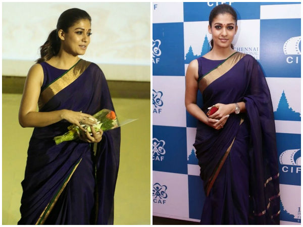 அடர் நீல நிற புடவை