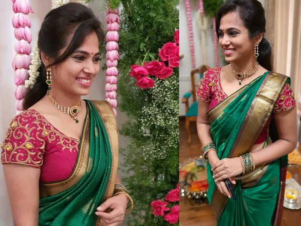 பச்சை நிற பட்டுப்புடவை