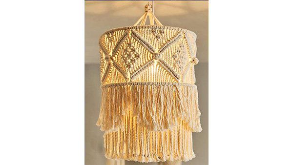Urooz Macrame லேம்ப் ஷேட் போஹோ ஹேங்கிங் பெண்டண்ட்
