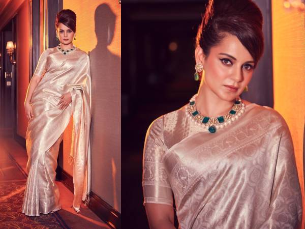 கங்கனாவின் சில்வர் நிற புடவை