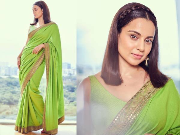 கங்கனாவின் பச்சை நிற புடவை