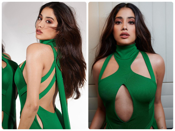 Janhvi Kapoor Looks Gorgeous In Green Cutout Backless Dress