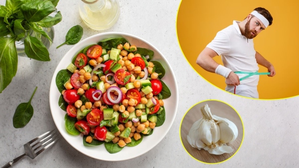 Raw Garlic and Chickpeas Salad for Weight Loss in Tamil