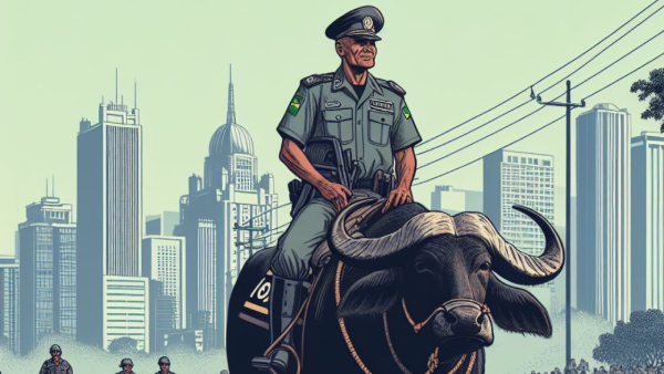 Why do Brazilian cops ride buffaloes for patrolling in Tamil