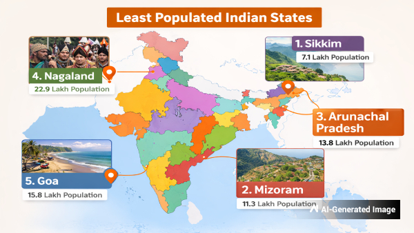 Top 10 Least Populated States In India
